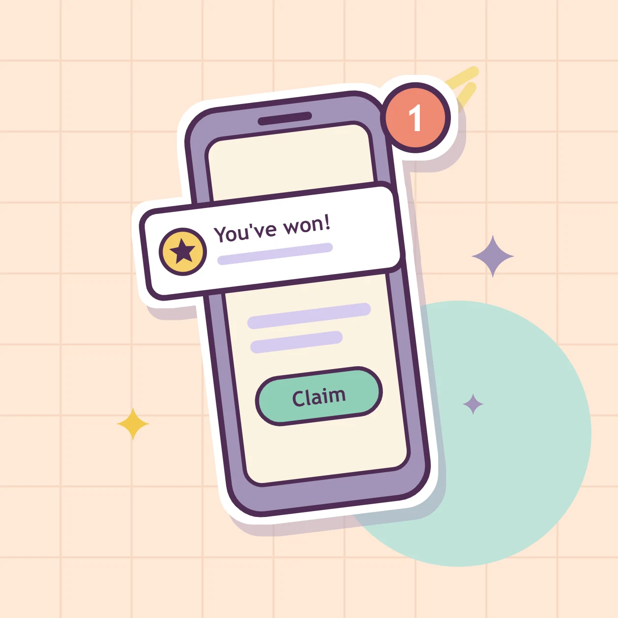 Illustration of a phone with a notification