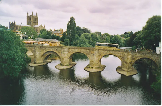 Hereford Cathedral and the Wye Bridge beside the River Wye